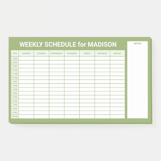 Notas Post-it® Personalizado Title Weekly Planner (Anverso)