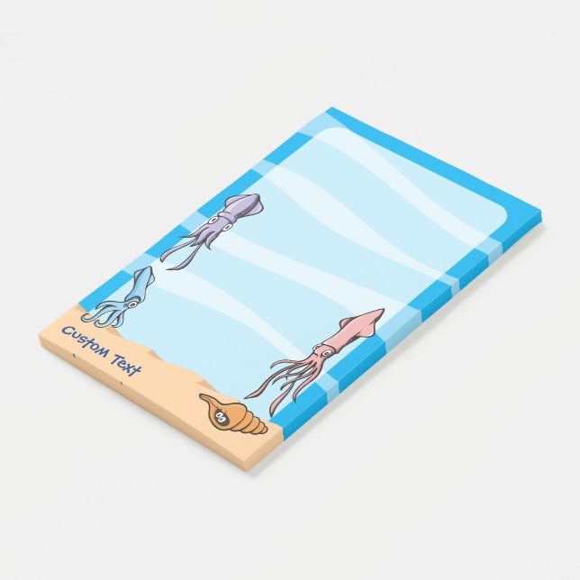 Notas Post-it® Personalizados de calamar (En perspectiva)