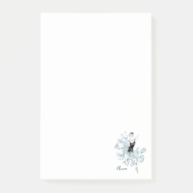 Notas Post-it® Personalizar el esbozo de Ballerina en azul (Anverso)