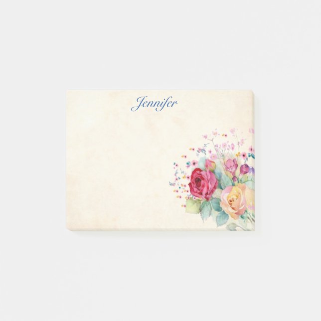 Notas Post-it® Personalizar el nombre Bouquet de flores (Anverso)