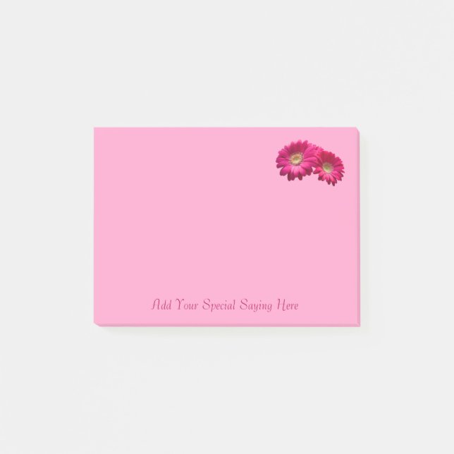 Notas Post-it® Personalizar Vibrante Rosa Rosa Gerbera Daisy Note (Anverso)