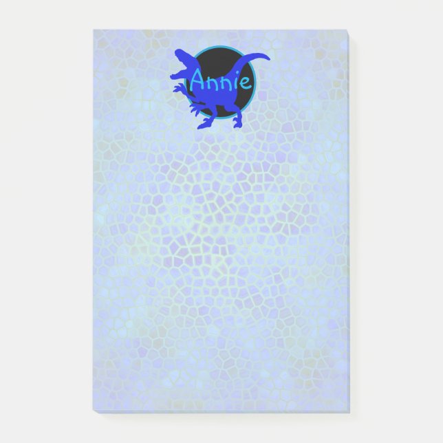 Notas Post-it® Personalized Blue Dinosaur  (Anverso)