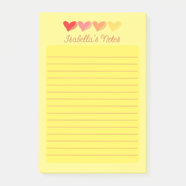 Notas Post-it® Personalized Colorful Hearts (Anverso)