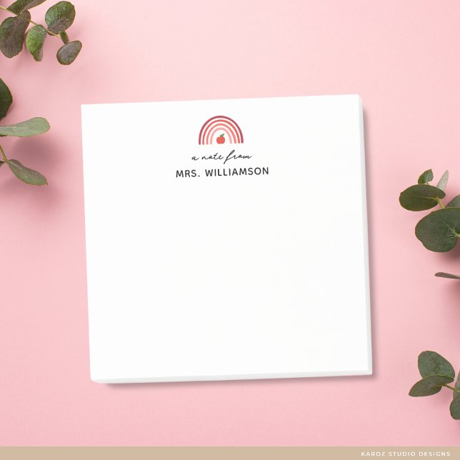 Notas Post-it® Personalized Cute A Note From Teacher Name (Post-it notes are shown in 3 x 3 inches. Personalize with the teacher's name.)