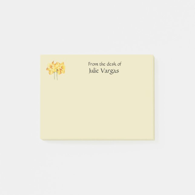 Notas Post-it® Personalized daffodil yellow Post it notes (Anverso)