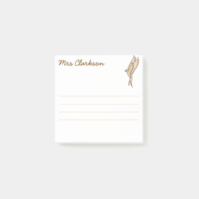 Notas Post-it® Personalized Gold Swallow for Homeschool parents (Anverso)