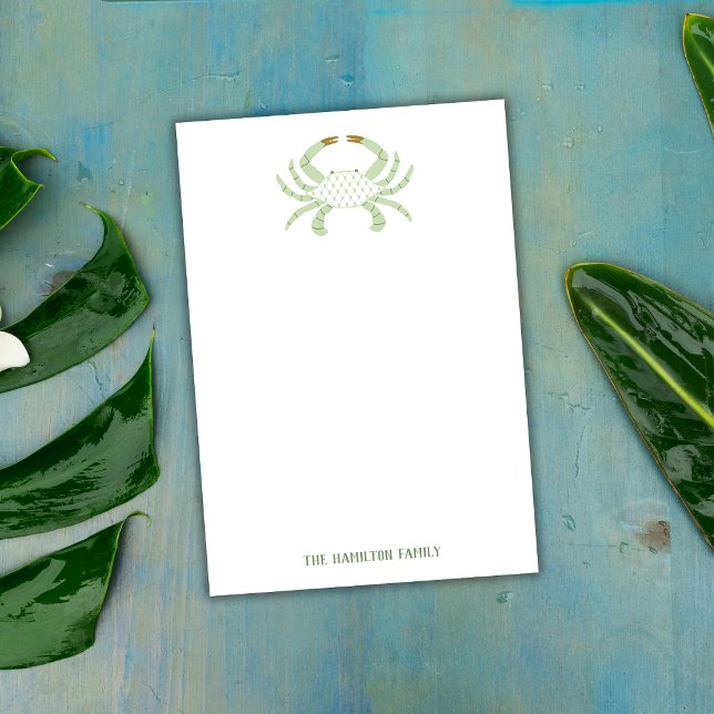 Notas Post-it® Personalized Green Crab, Coastal Sticky Notes (Subido por el creador)