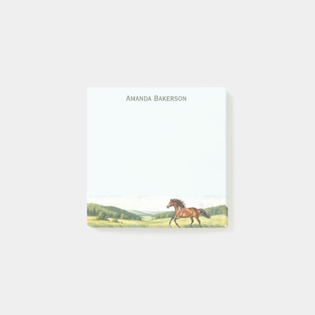 Notas Post-it® Personalized Horse Stationery Customized Name (Anverso)