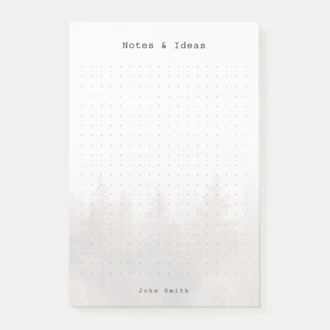 Notas Post-it® Personalized Misty forest Grid, modern masculine (Anverso)