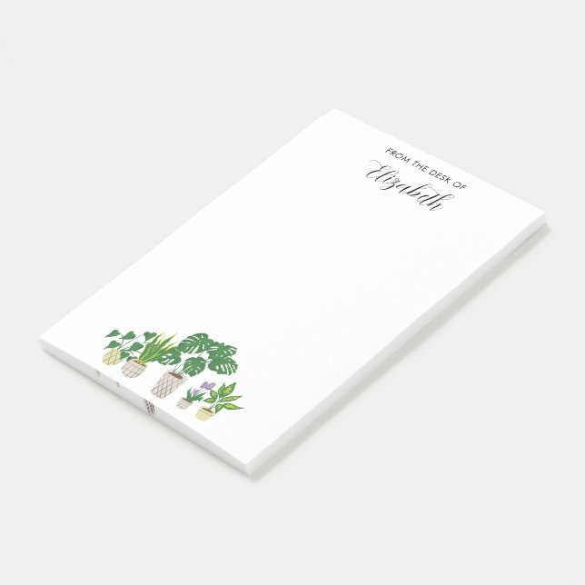 Notas Post-it® Personalized Name Potted Plants Monstera Script (En perspectiva)
