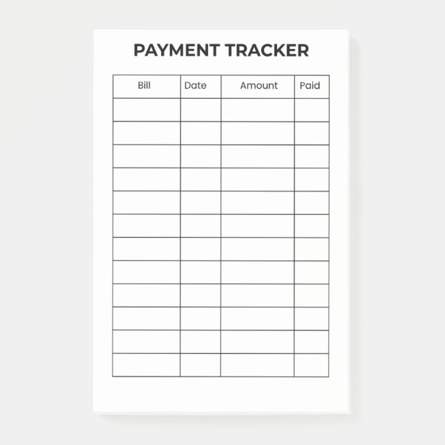 Notas Post-it® Personalized Payment Tracker  (Anverso)