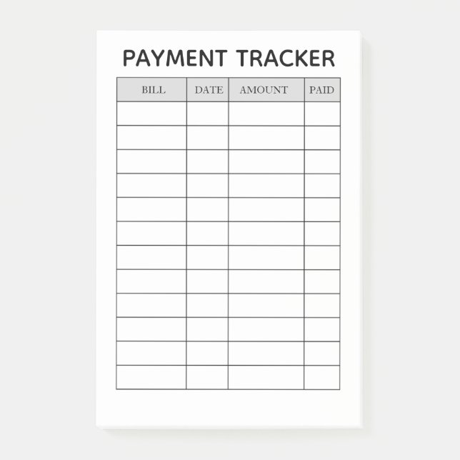 Notas Post-it® Personalized Payment Tracker Notepad (Anverso)