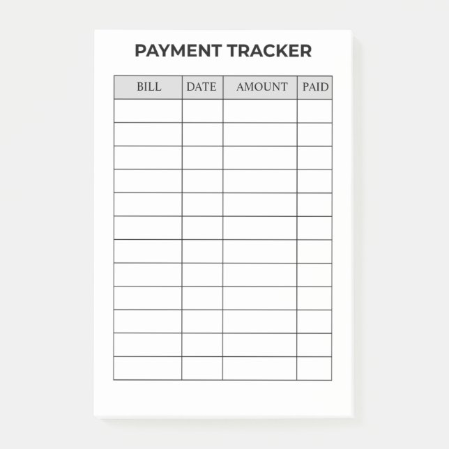 Notas Post-it® Personalized Payment Tracker Notepad (Anverso)