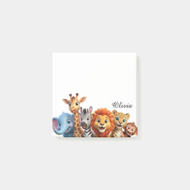 Notas Post-it® Personalized Safari Friends Jungle Sticky Notes (Anverso)