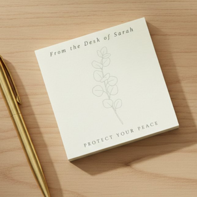 Notas Post-it® Personalized Sage Green Minimalist Daily Reminder (Personalized From The Desk Of Protect Your Peace)