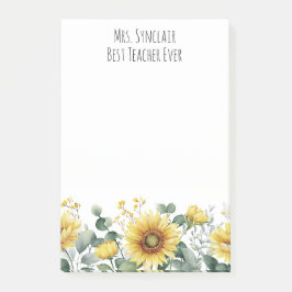 Notas Post-it® Personalized Sunflower Flower Teacher Appreciation