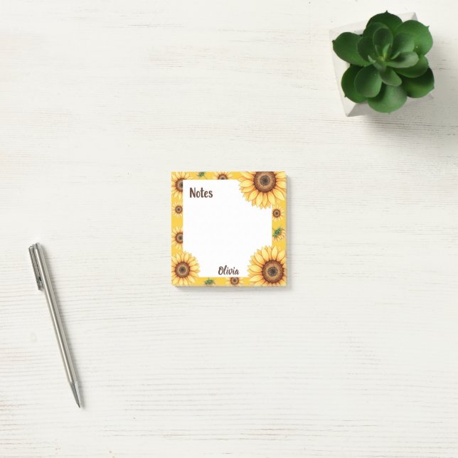 Notas Post-it® Personalized Sunflower Notes Square  (Oficina)
