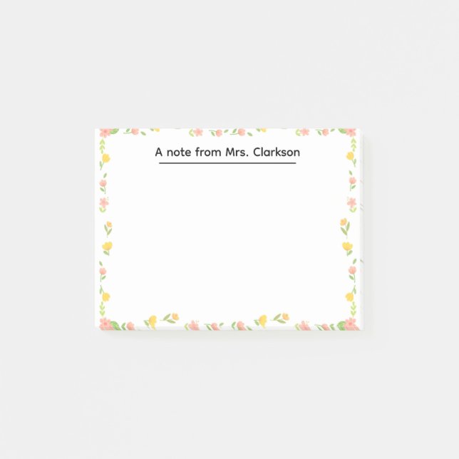 Notas Post-it® Personalized Teacher Appreciation Floral spring (Anverso)