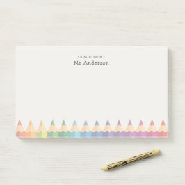 Notas Post-it® Personalized Teacher's Name Colorful Pencils