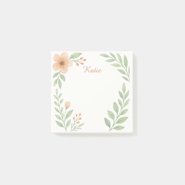 Notas Post-it® Personalized Watercolor Botanical Sticky Notes (Anverso)