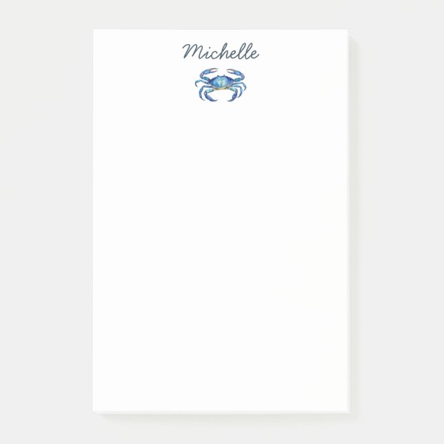 Notas Post-it® Personalized  Watercolor Crab Summer Beach    (Anverso)