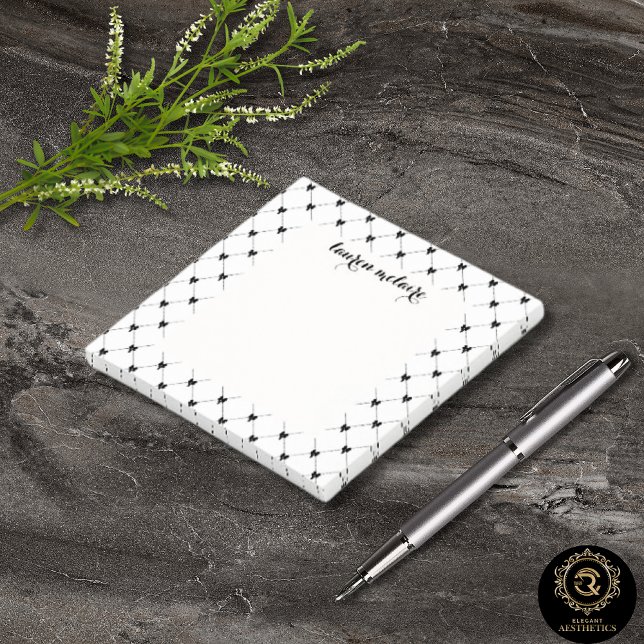 Notas Post-it® Personalized White & Black Bow Script (Subido por el creador)