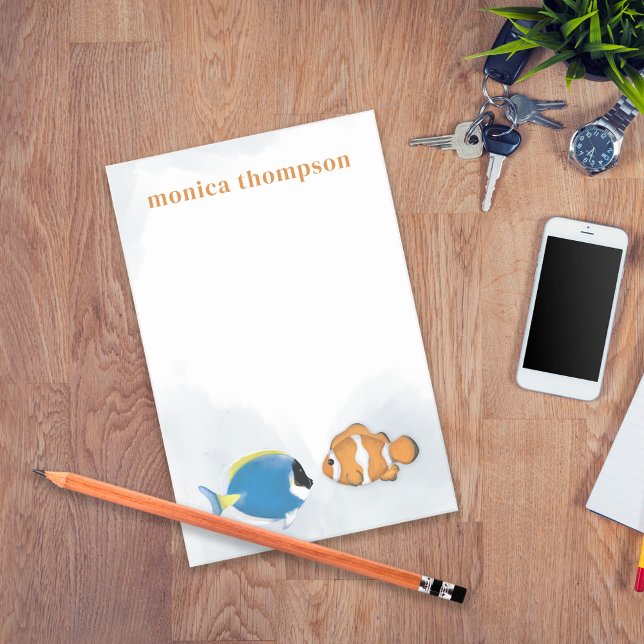 Notas Post-it® Pescado tropical de acuarela minimalista (Subido por el creador)