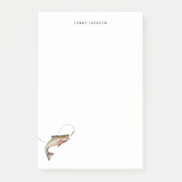 Notas Post-it® Pescador trucha acuarela Personalizado