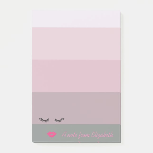 Notas Post-it® Pestañas, Labios en Rayas-Personalizado (Anverso)