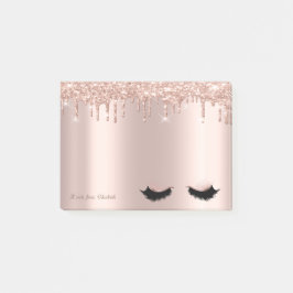 Notas Post-it® Pestañas Postizas con Brillo Elegante Rosa Dorado
