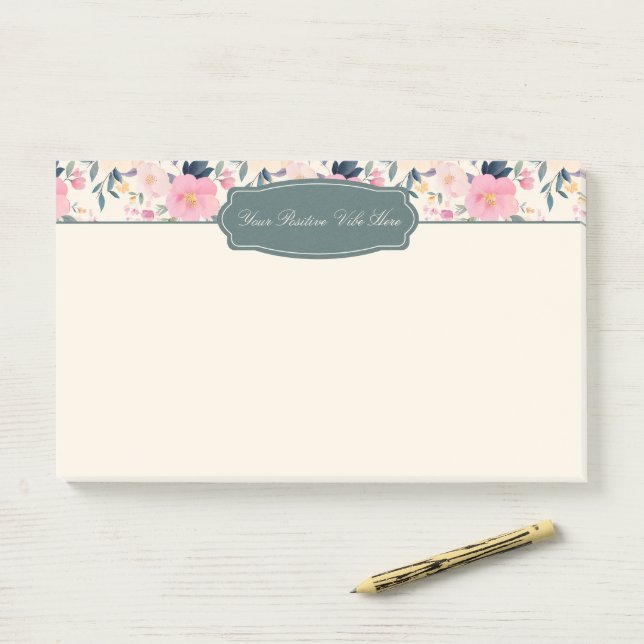 Notas Post-it® Petals de Rubor Bloom rosa elegante (En escritorio)