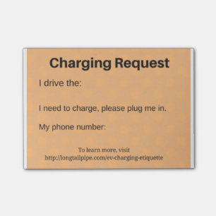 Notas Post-it® Petición de carga del coche eléctrico