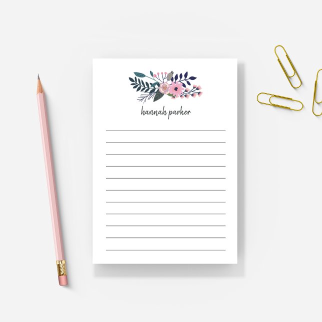Notas Post-it® Pico Pink Meadow| Floral Personalizado Llenado (Subido por el creador)