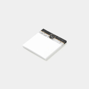 Notas Post-it® Piedra de mármol blanco y negro de moda: agrega t