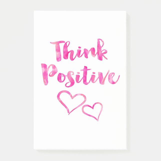 Notas Post-it® Piense la cita positiva de la acuarela (Anverso)