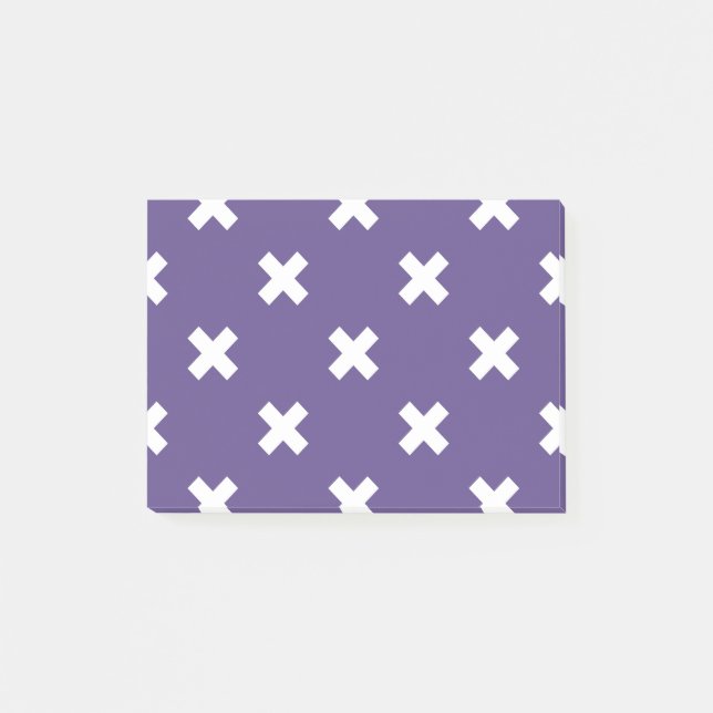 Notas Post-it® Pies de cruz blanca sobre ultravioleta (Anverso)
