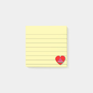 Notas Post-it® Pieza De Agua Y Dibujo De Corazón Rojo En Lino 3x3