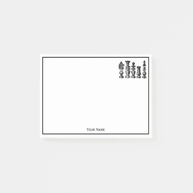 Notas Post-it® Piezas de Ajedrez Arte Antiguo (Anverso)