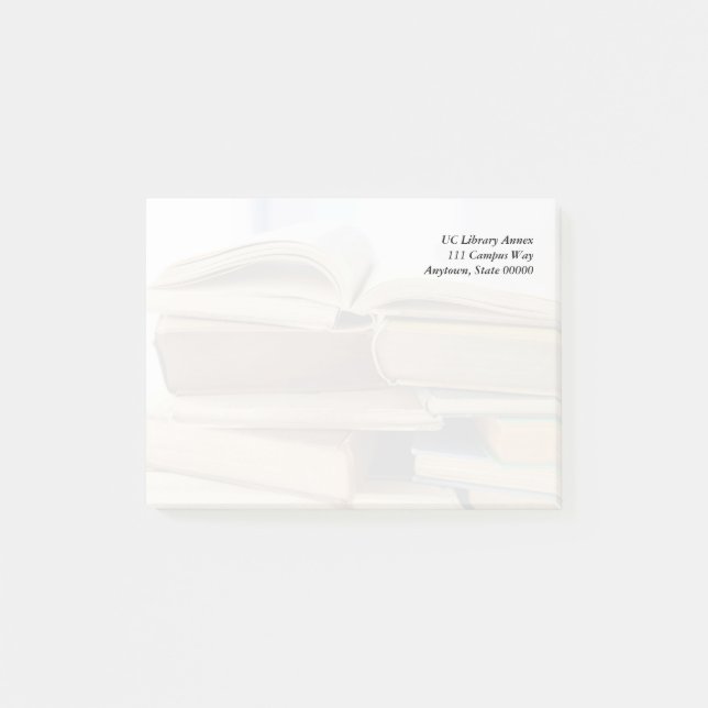 Notas Post-it® Pila de libros viejos, una abierta (Anverso)
