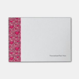 Notas Post-it® Pila rosada con los corazones