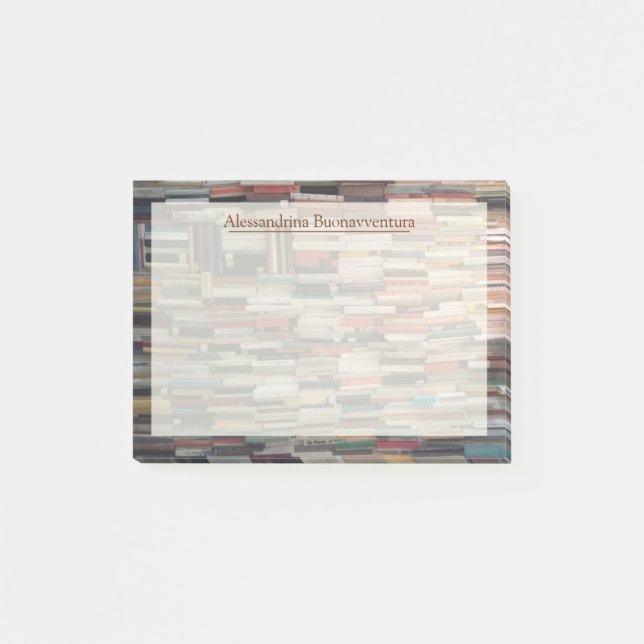 Notas Post-it® Pilas de libros con nombre personalizado (Anverso)