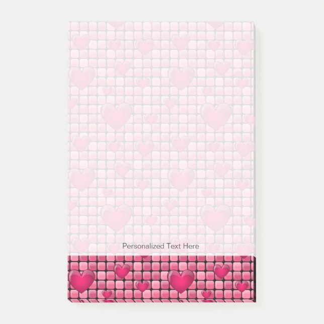Notas Post-it® Pile Rosa Con Corazón (Anverso)