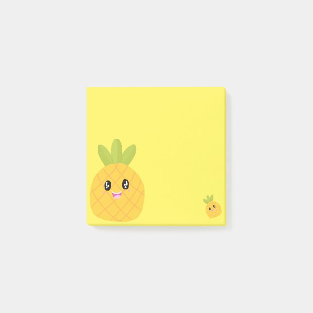 Notas Post-it® Piña piña de color amarillo kawaii (Anverso)