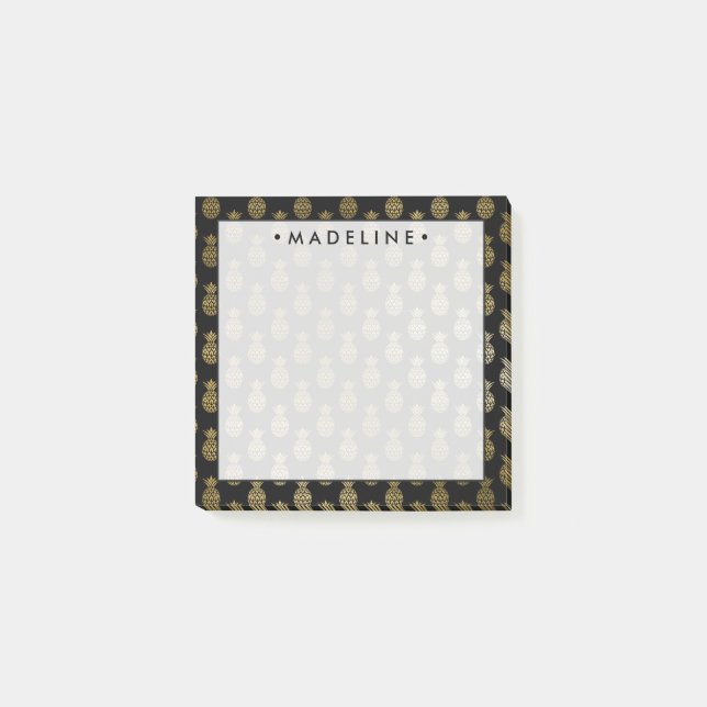 Notas Post-it® Piñas acuáticas negras y doradas (Anverso)