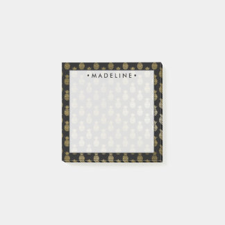 Notas Post-it® Piñas acuáticas negras y doradas