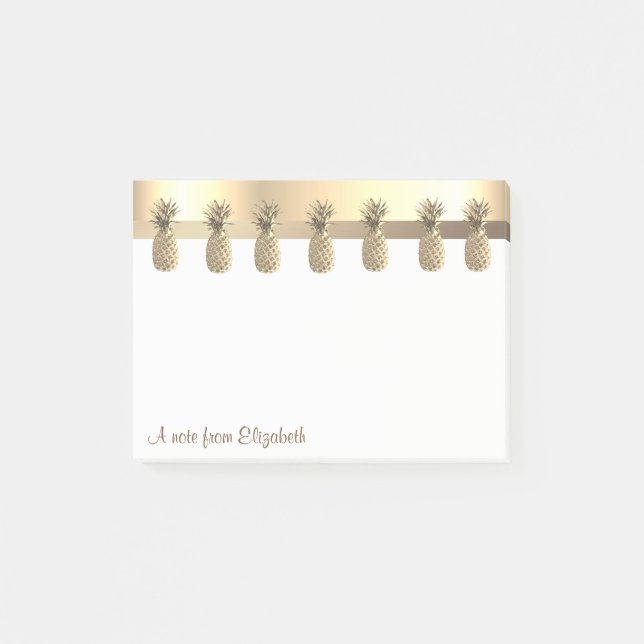 Notas Post-it® Piñas Doradas Modernas Elegantes (Anverso)