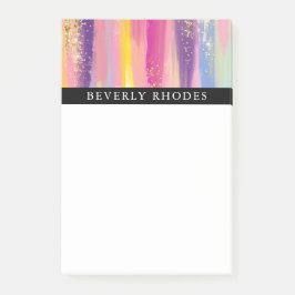 Notas Post-it® Pinceladas coloridas brillantes y falsas chispas