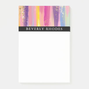 Notas Post-it® Pinceladas coloridas brillantes y falsas chispas