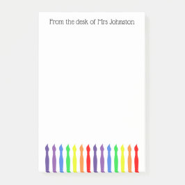 Notas Post-it® Pinceles de arcoiris, del escritorio de, profesor