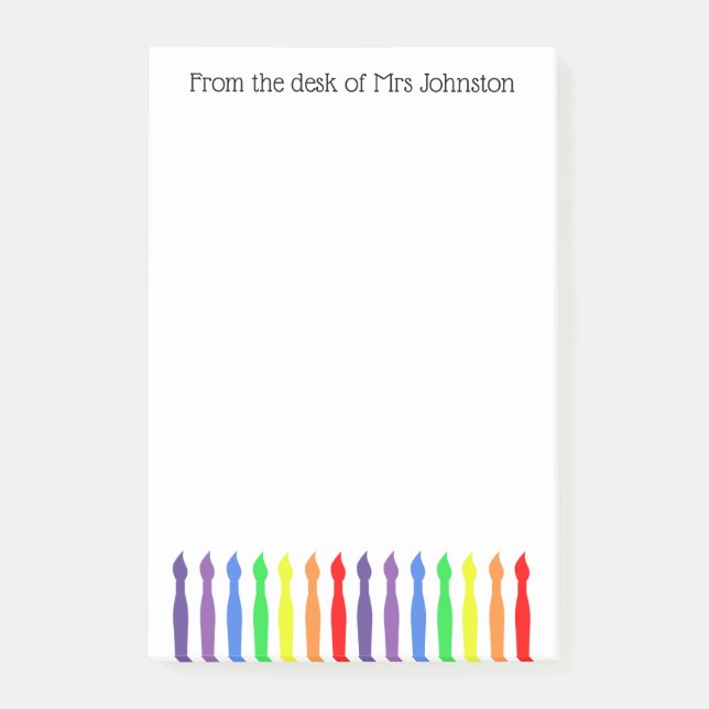 Notas Post-it® Pinceles de arcoiris, del escritorio de, profesor  (Anverso)